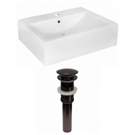 20.25-in. W Above Counter White Vessel Set For 1 Hole Center Faucet